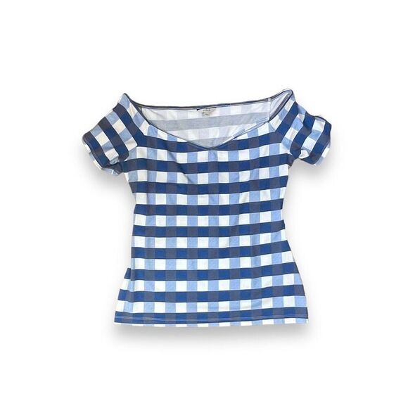 Guess Gingham Cut Out Top Sz L - Picture 1 of 9
